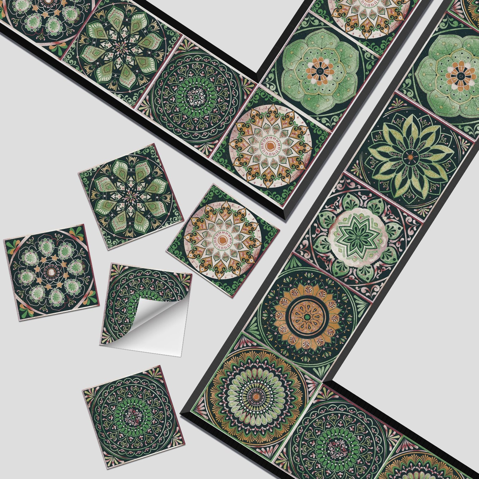 24Pcs Tile Stickers 5.9×5.9 Inch Mandala Style Tile Stickers, Peel and StickT…