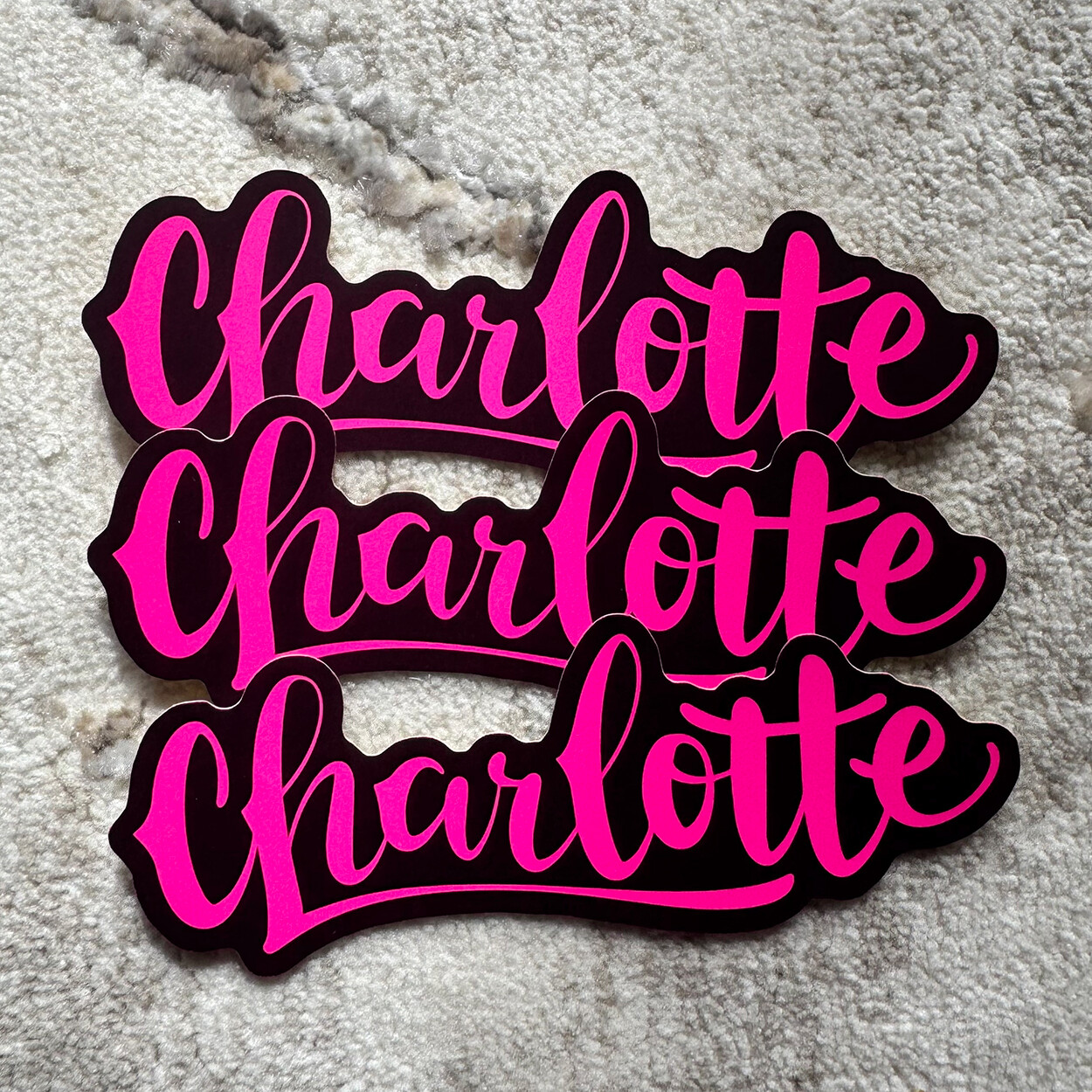Neon Name Sticker : CHARLOTTE | for school or Office | graffiti | Calligraphy