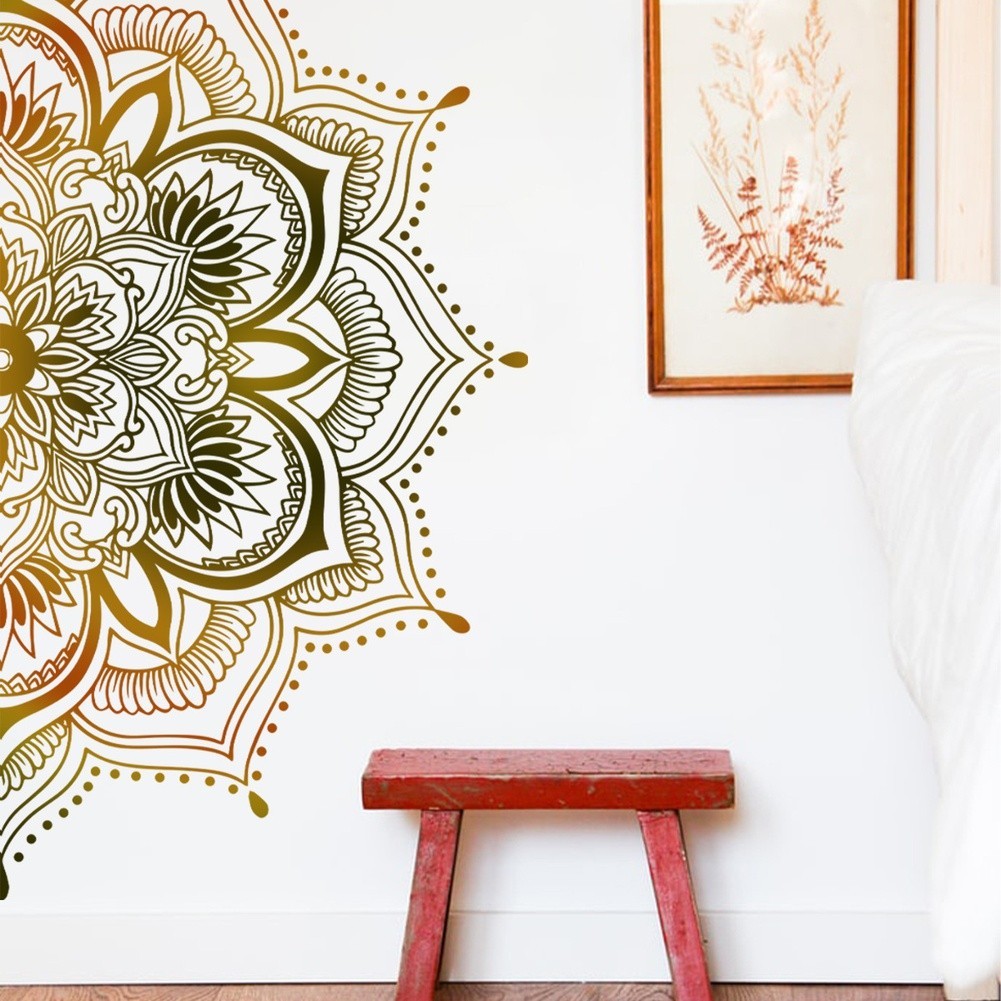 Large Lotus Mandala Wall Decals for Living Room Bedroom Lightweight and