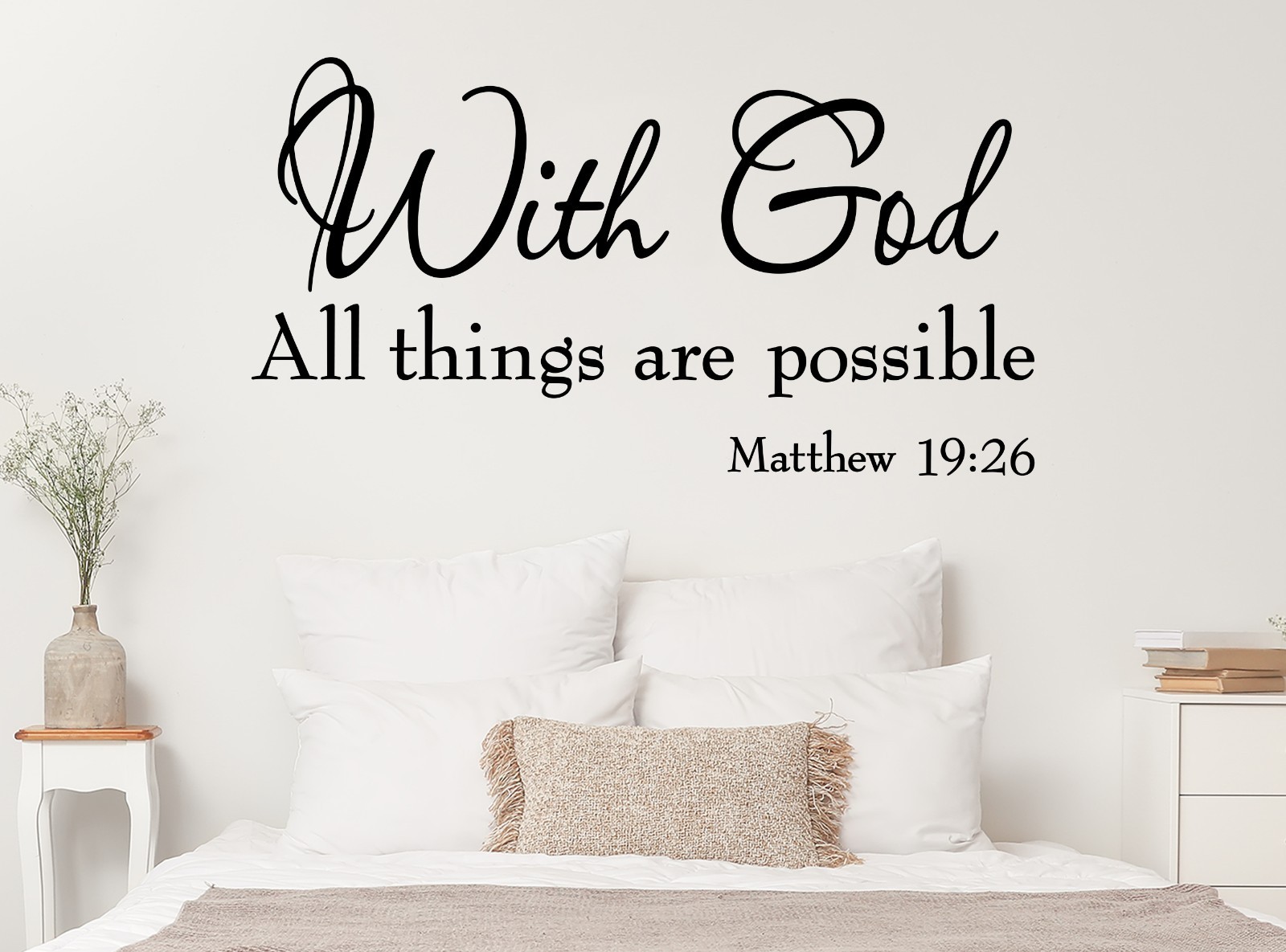 With God All Things are Possible Vinyl Wall Decal – Matthew 19:26 Bible Sticker
