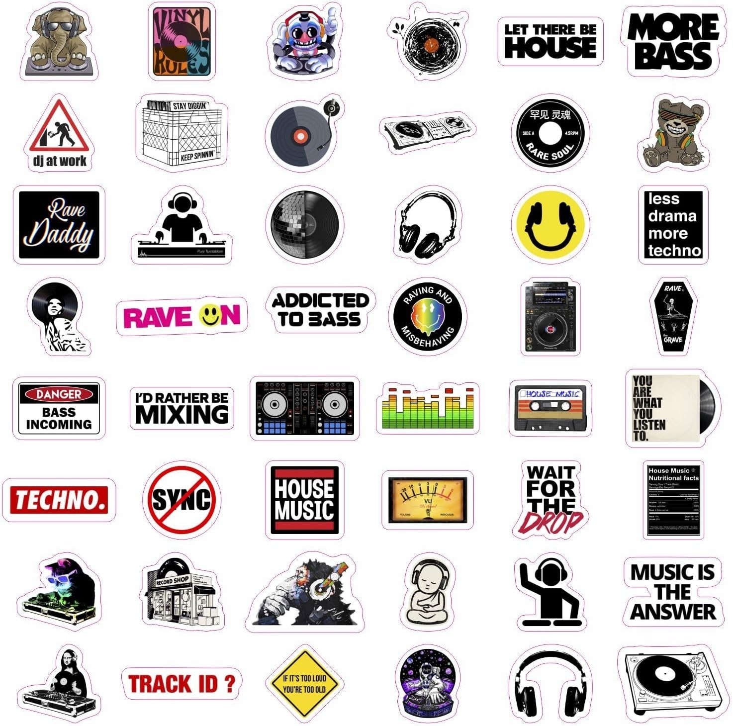 BulbaCraft 100Pcs DJ Stickers for Water Bottle and Laptop – DJ Party Favors a