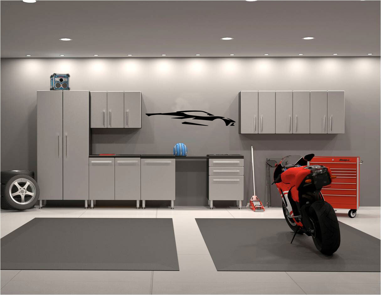 C8 Corvette Silhouette Garage Wall Art Decals