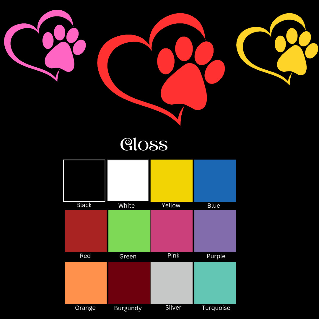 Heart Paw Print Pet Cat Dog Vinyl Decal – Vet Tech, Window, Car, Laptop, Love