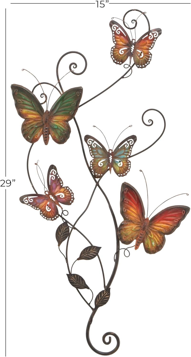 Vibrant Metal Butterfly Scroll Wall Decor