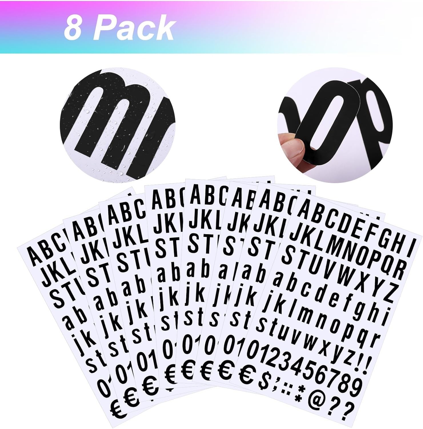 8 Sheets Self Adhesive Vinyl Letters Numbers Kit, Mailbox Numbers Sticker for…