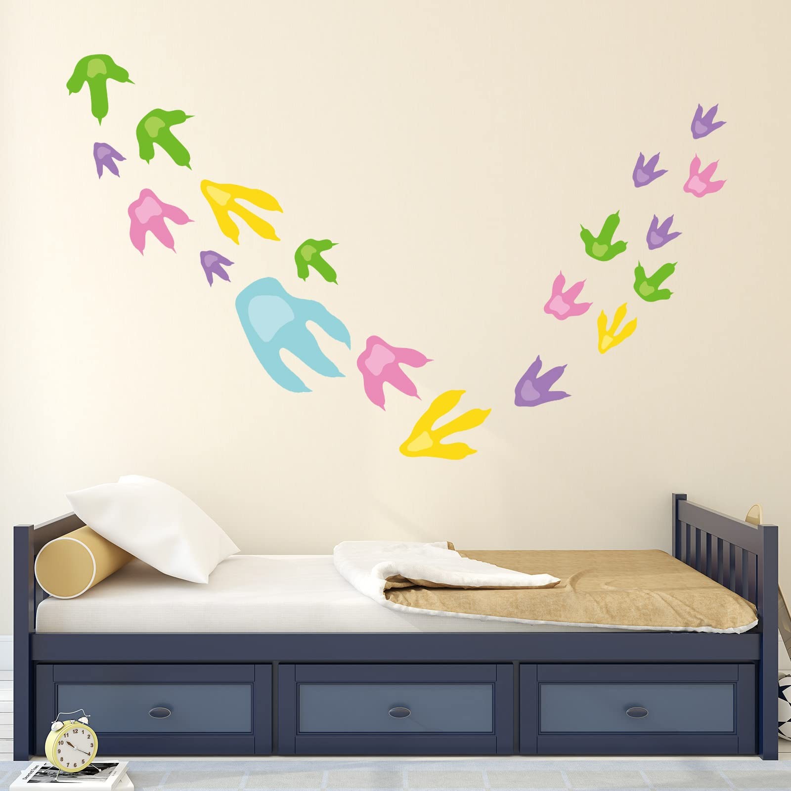 48 Pcs Dinosaur Footprint Stickers Wall Decals for Floor Removable Dinosaur F…