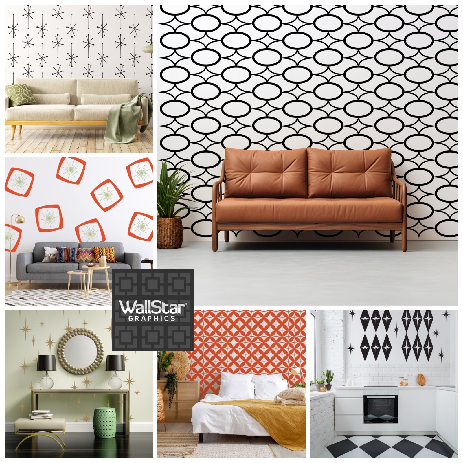 Mid Century Modern Wall Decals – Removable Decor Renter Friendly