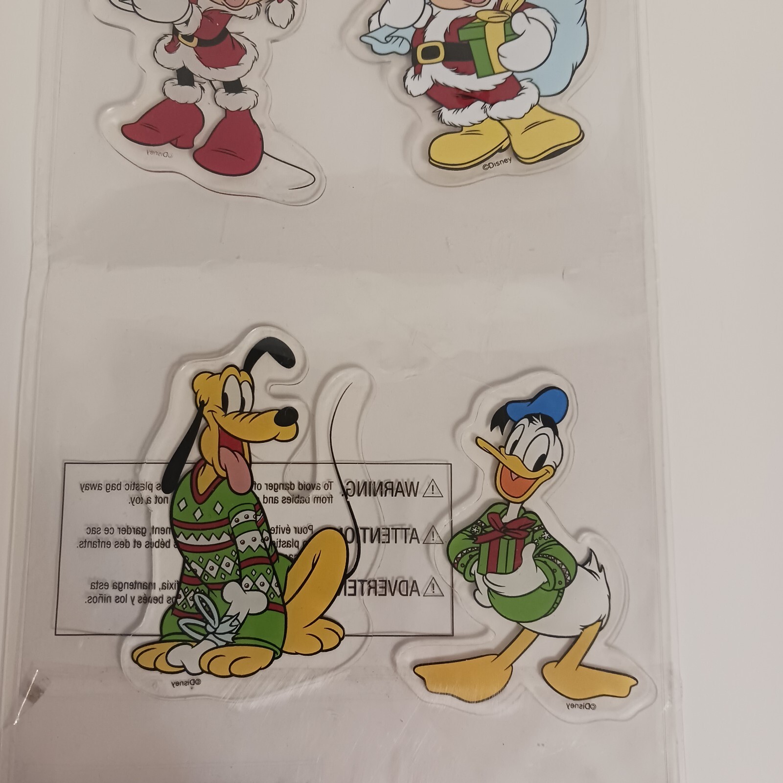 Gemmy Window Gel Clings Christmas Micky & Minnie & Donald Duck & Pluto NEW