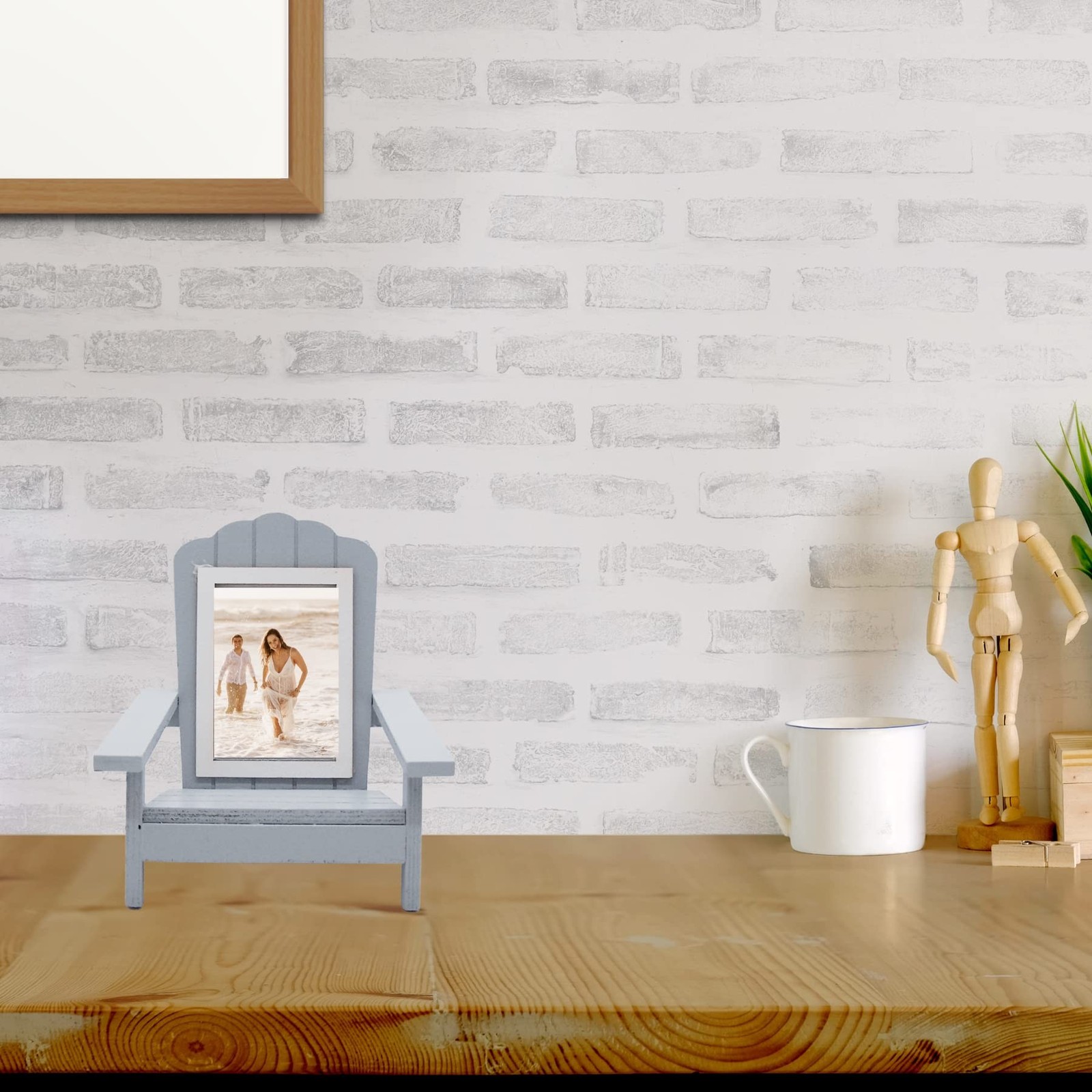 Beach Chair Picture Frame, Holds 3×4 Vertical Photo, Tabletop Nautical Decor,…