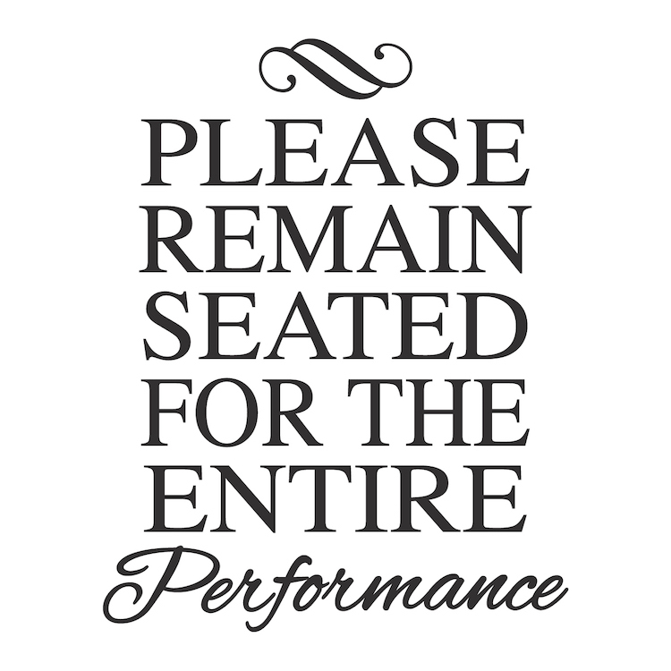 Funny Toilet Vinyl Decal Sticker, Sit Down During Performance Bathroom Decal 46l