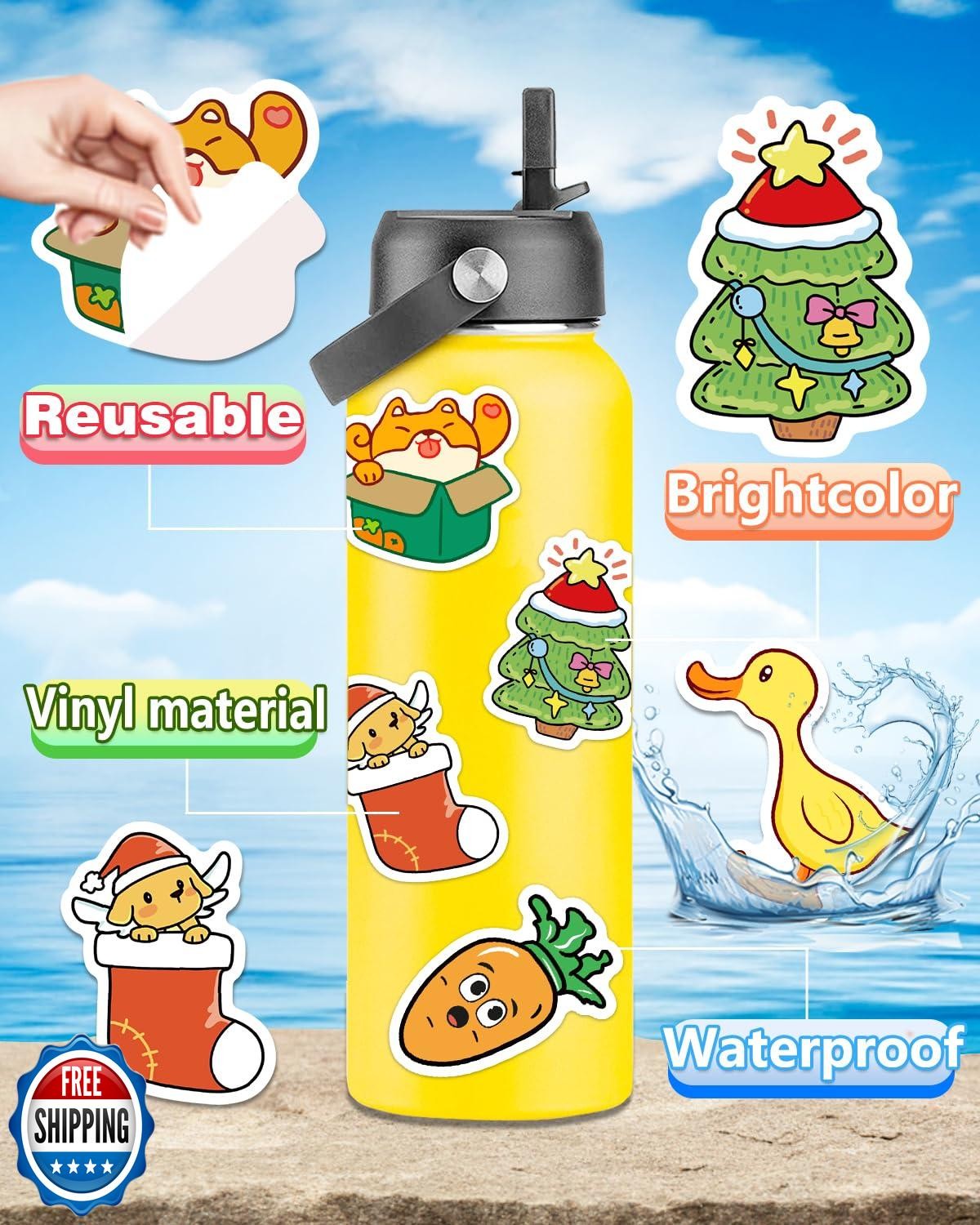 Apakkai 600 Pcs Cute Stickers for Kids, Water Bottle Stickers for Teens, Kawa