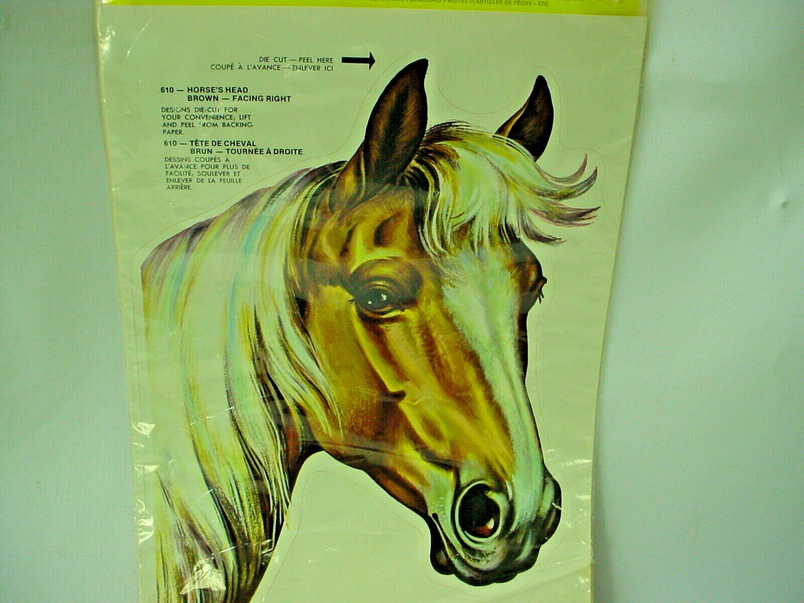 VINTAGE SPORT STIK DECALS #610 HORSE HEAD BROWN FACING RIGHT DECAL