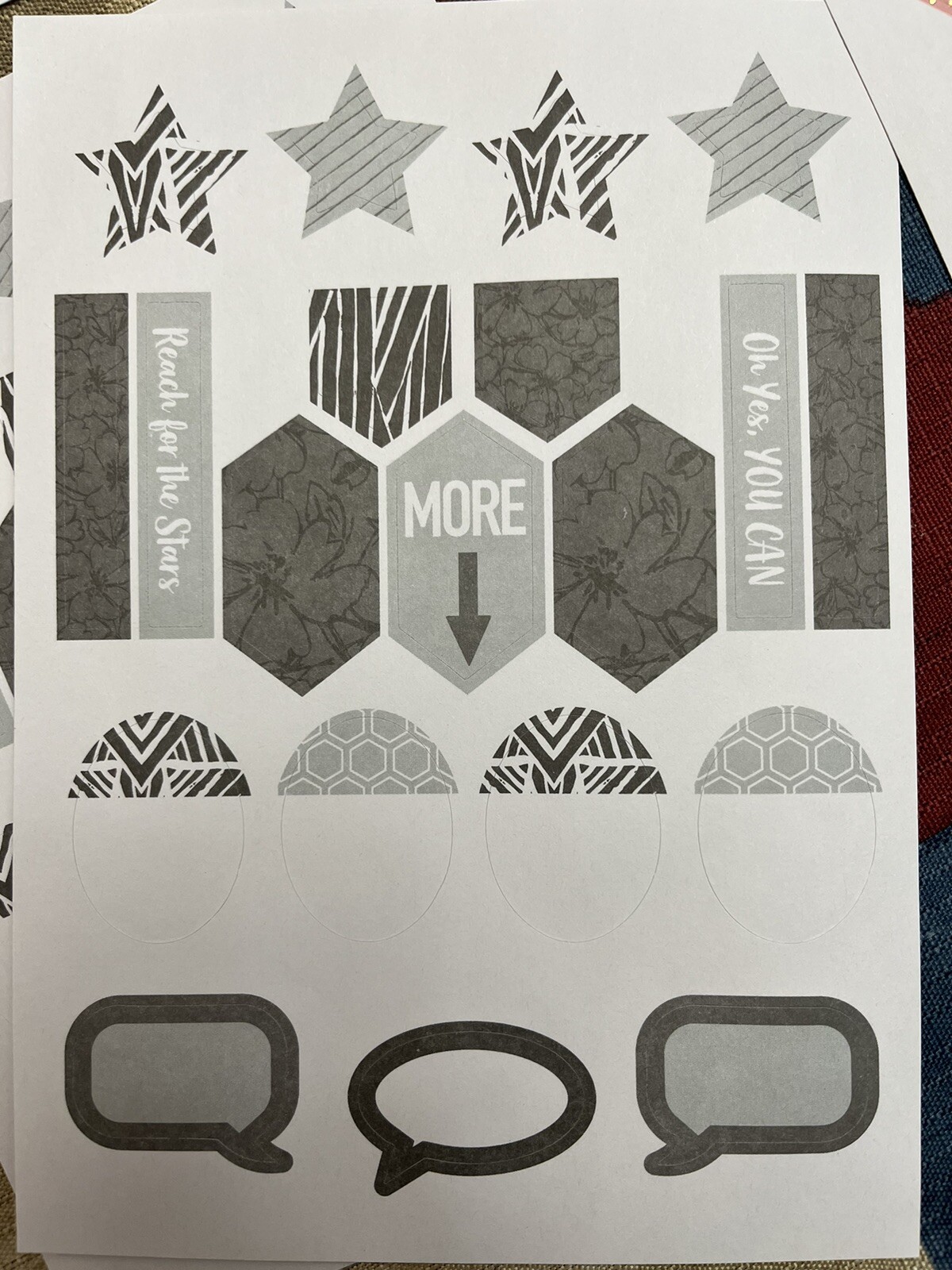 Scrapbook Stickers, Pen and Gear Stickers 4 Sets Of 4 Sheets Per Set. 16 Total