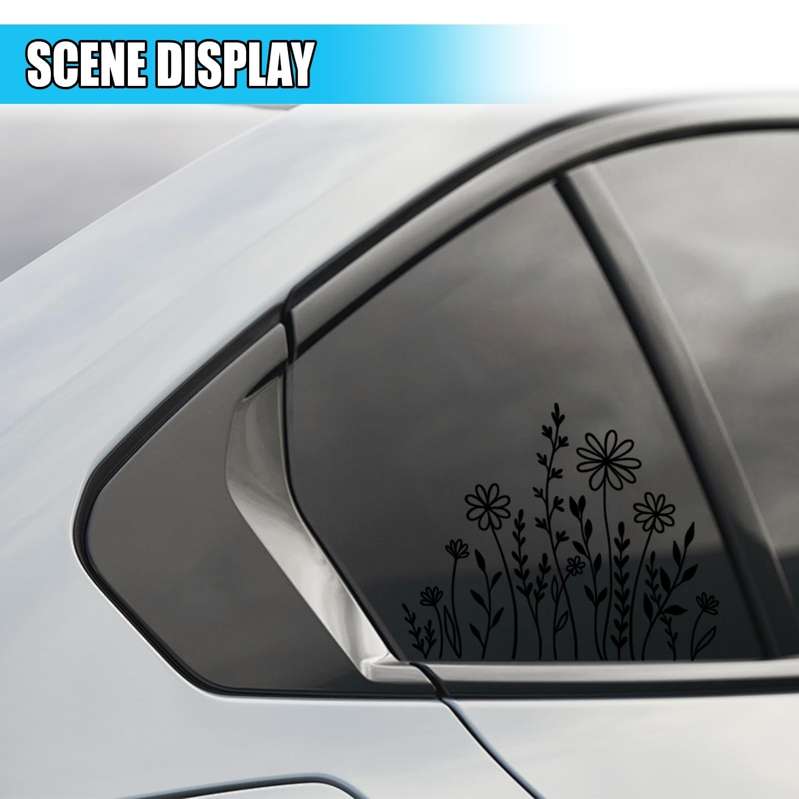 Wildflowers Boho Car Sticker Decal, Waterproof Vinyl Flower Vehicle Window St…