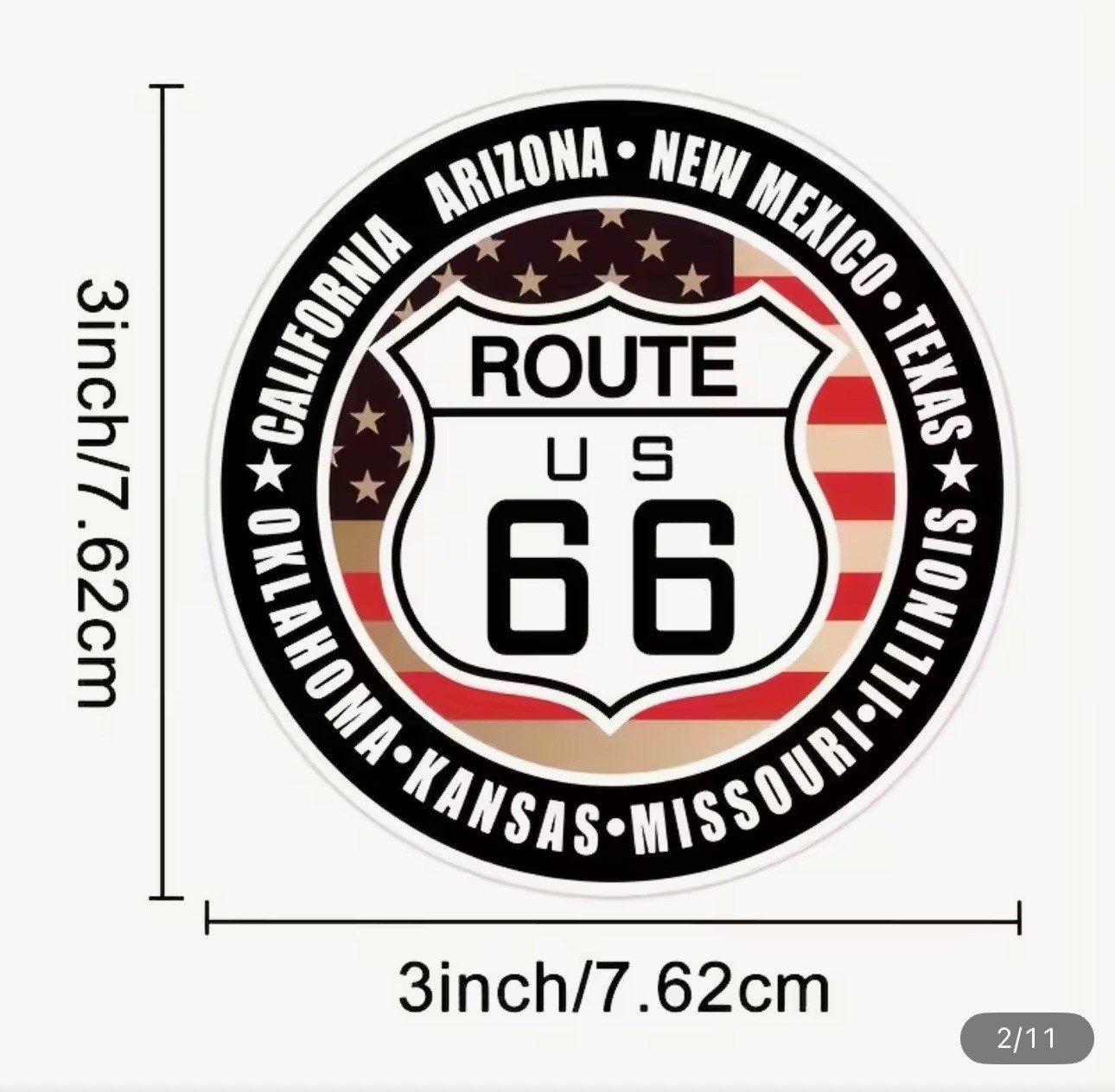 US ROUTE 66 STATES 3” INCH ROUND VINYL DECAL STICKER 1PC