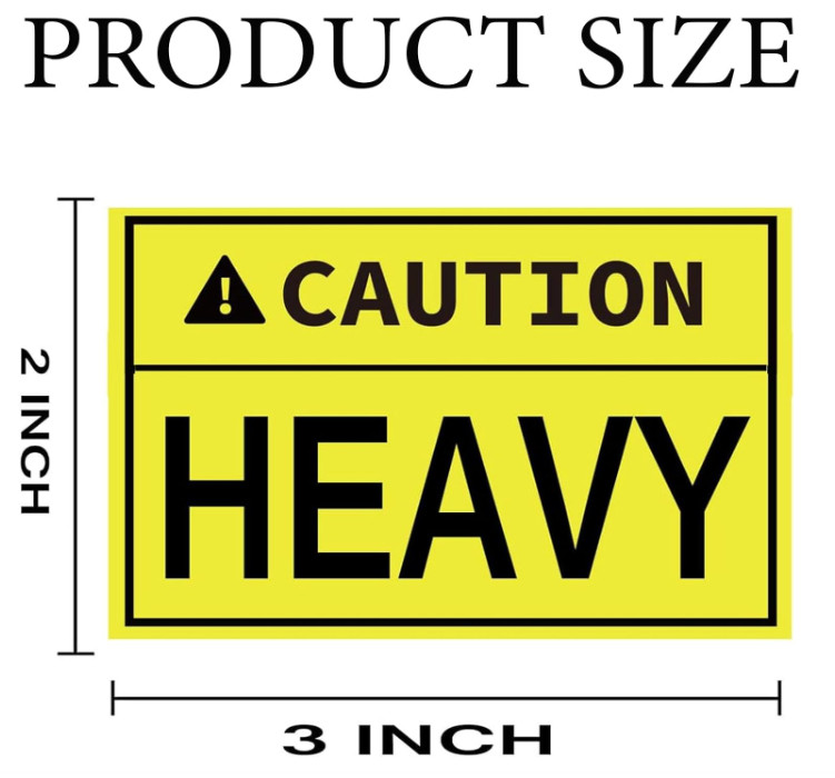 300 Pcs Caution Heavy Sticker, 2 x 3 inch Fluorescent Yellow Heavy Special Handl