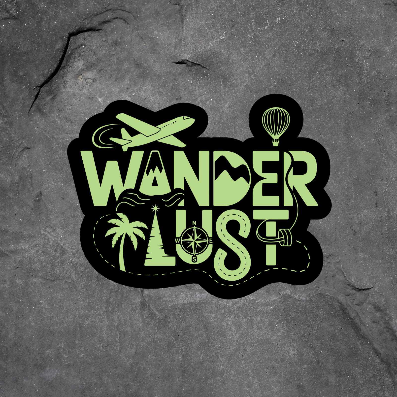 Wanderlust Sticker Vinyl Decal Travel Airplane Vacation Adventure Gift
