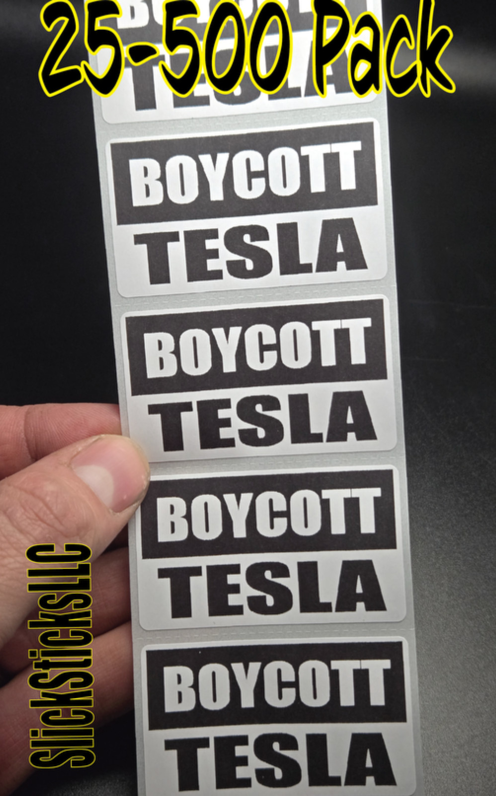 "BOYCOTT TESLA" stickers 25- 500 decals labels stop doge musk anti trump elon