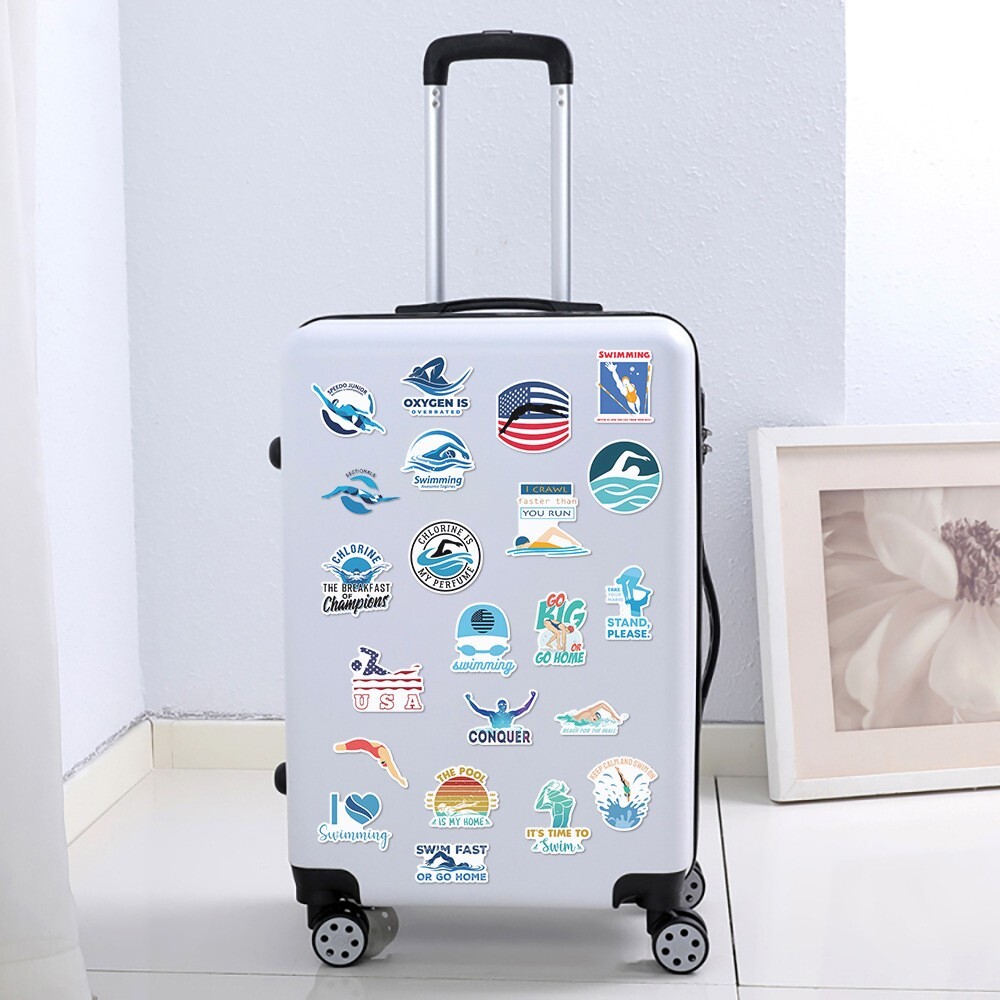 50pcs Swimming stickers, Waterproof Non-residue Stickers, #132