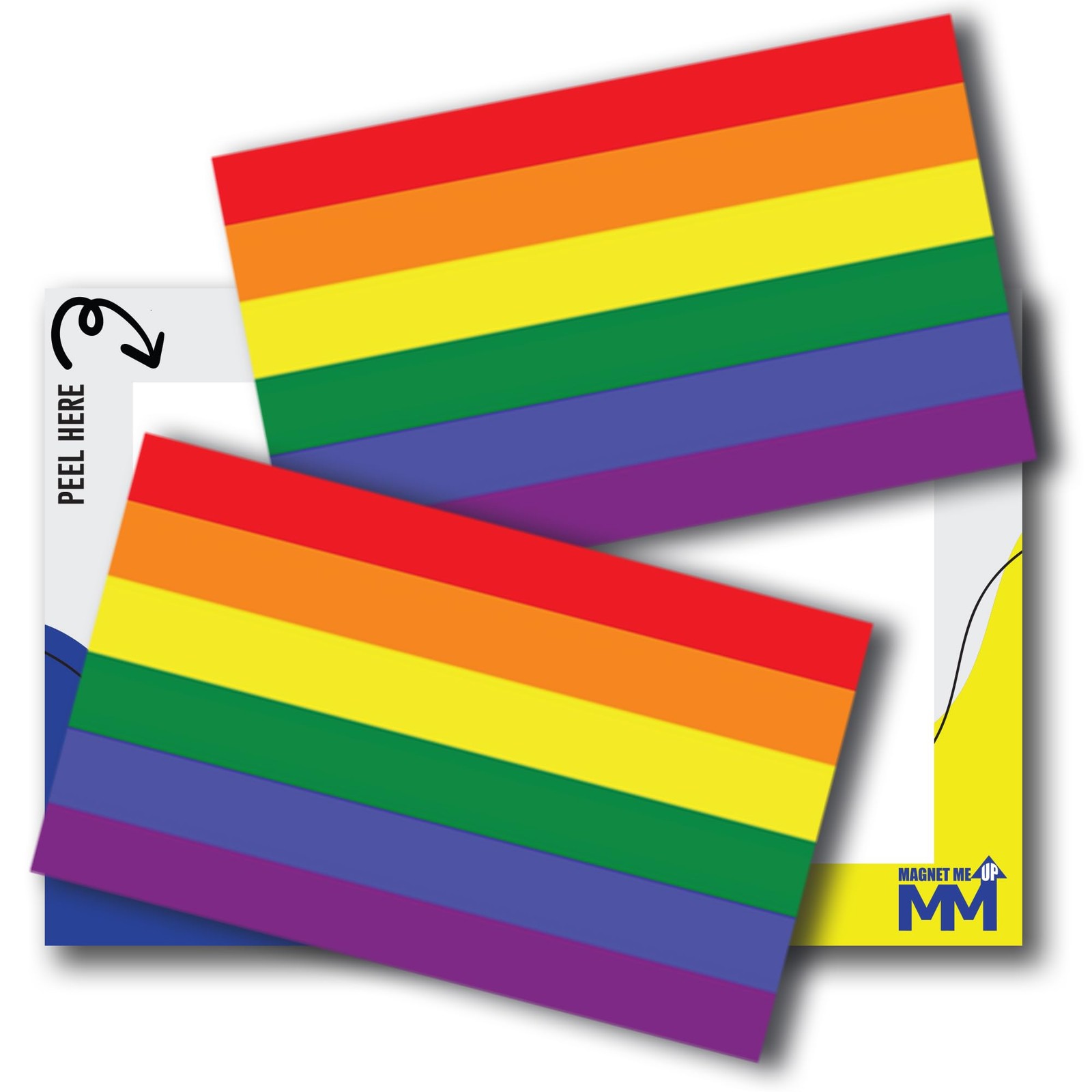 Magnet Me Up LGBTQ Rainbow Flag Adhesive Decal Sticker, 3×5", 2 Packs, USA Made