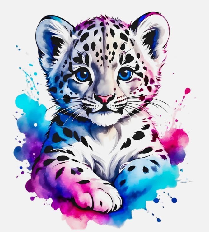 Cute Baby Snow Leopard Stickers (4) Labels Card Gift Craft Paper Journal