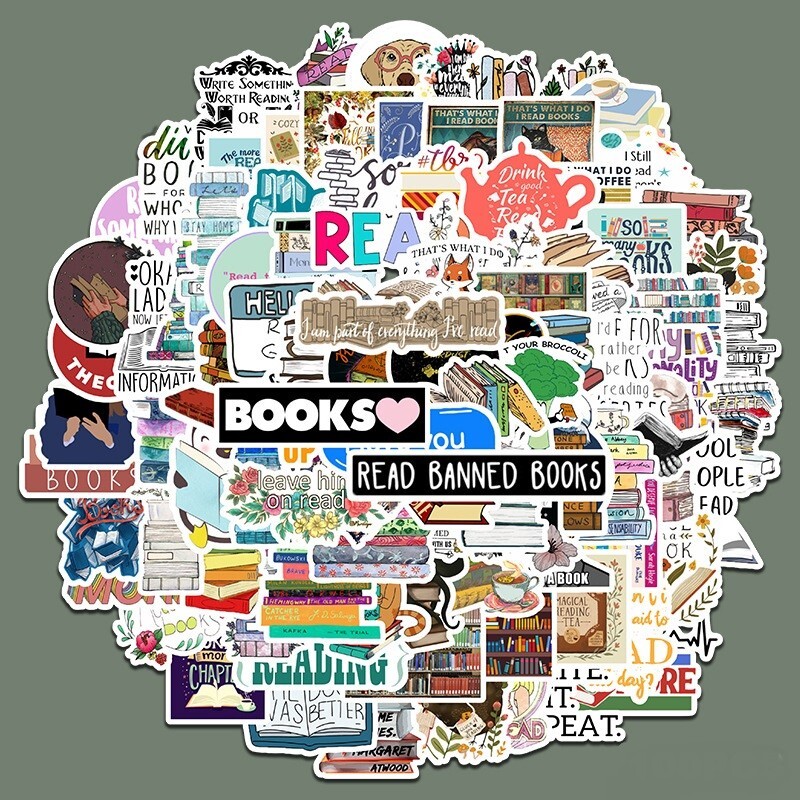 300pcs Book Lover Vinyl Stickers, Love Books, Book Worm, Reading 024252626-1