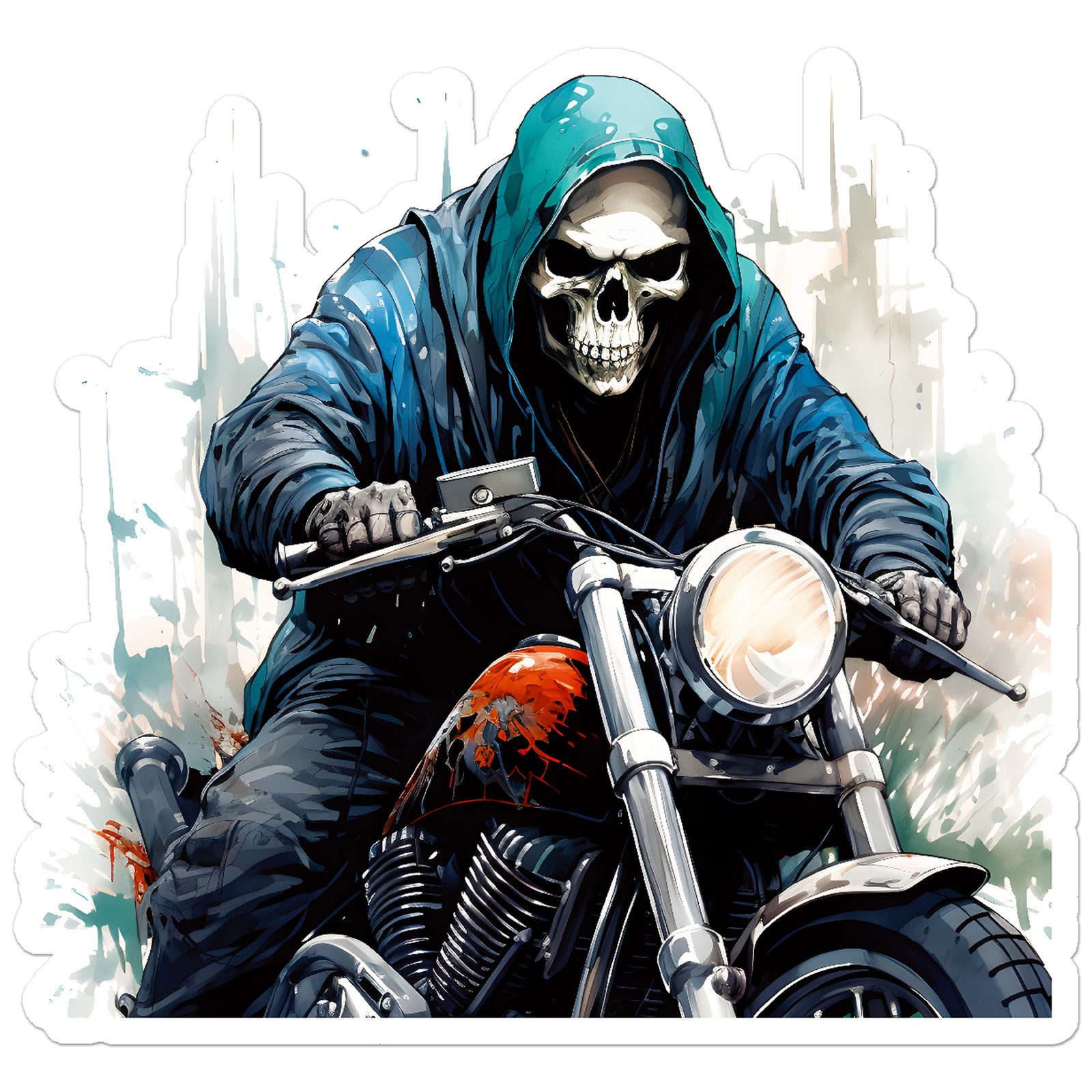 Grim Reaper Motorcycle – Vinyl Decal Sticker – Car Window Laptop – ebn11059