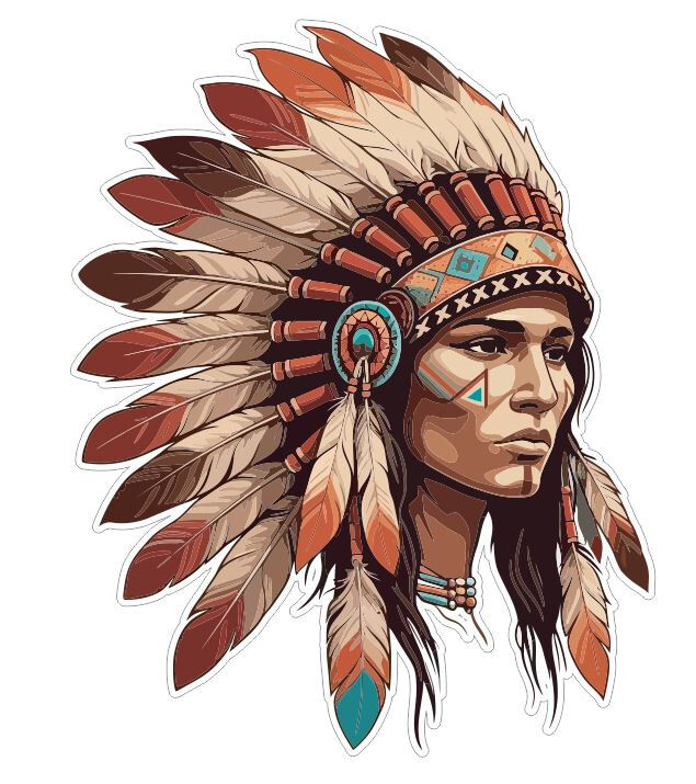 Native American Indian with headdress head dress Sticker Stickers Decal A1017