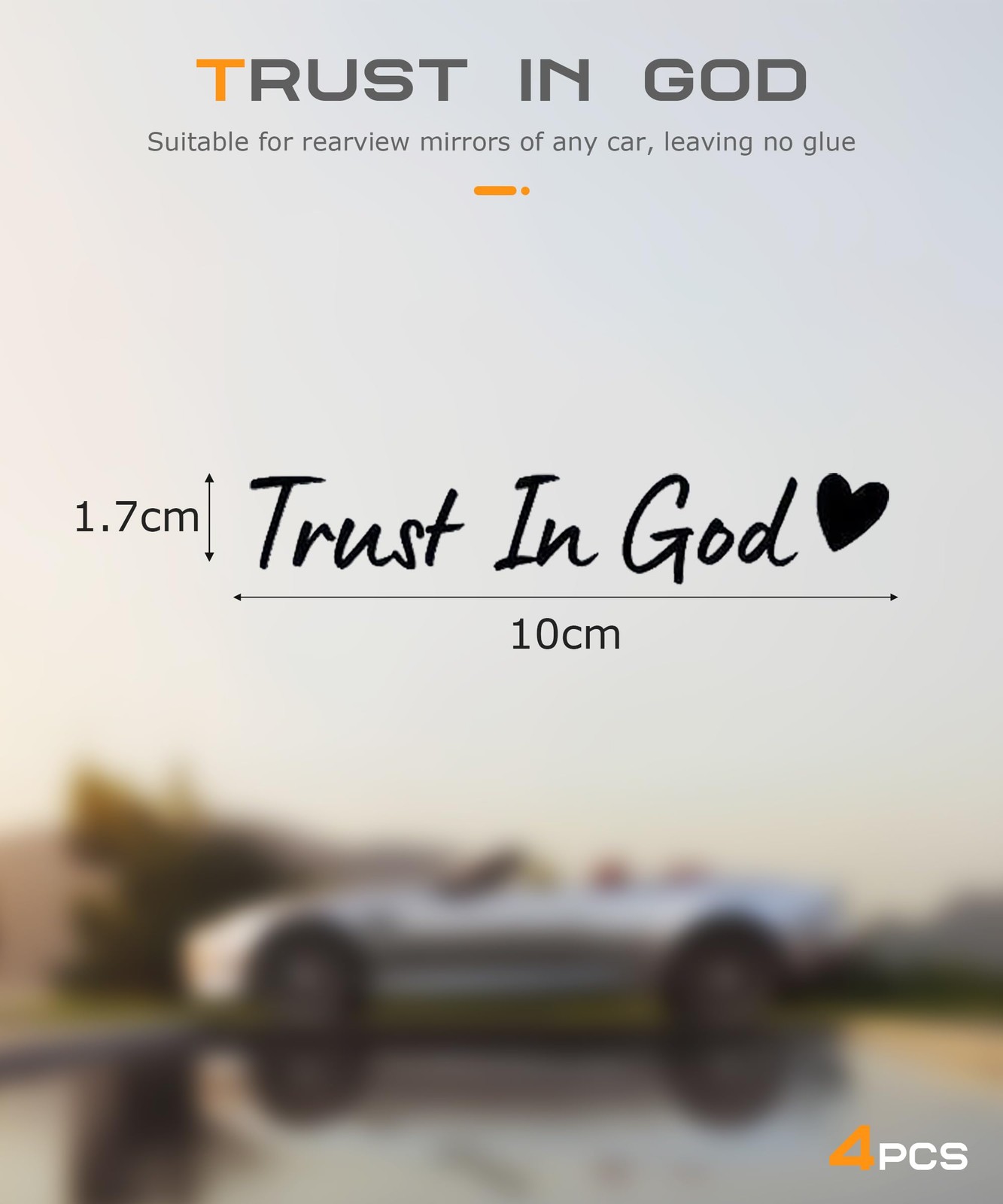 4PCSCar StickersCars Decals,Car Accessories Trust in God Rearview Mirror Sticker