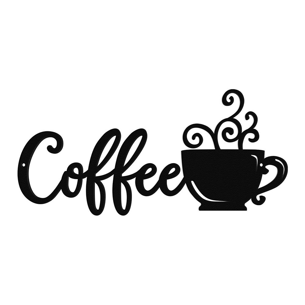 Contemporary Coffee Cup Metal Wall Art Iron Decor for Home Office 38 18cm