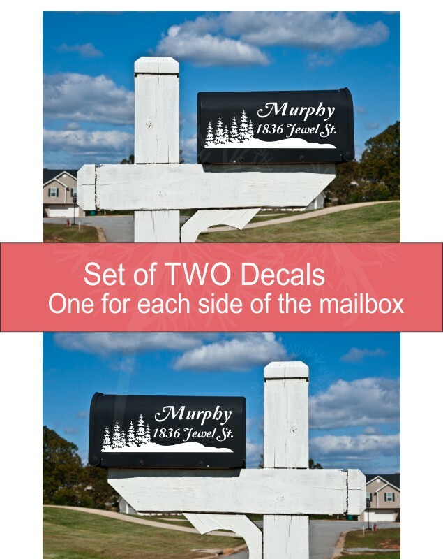 Forest Mailbox Vinyl Decal Personalized with Name and Street Address, Set of 2