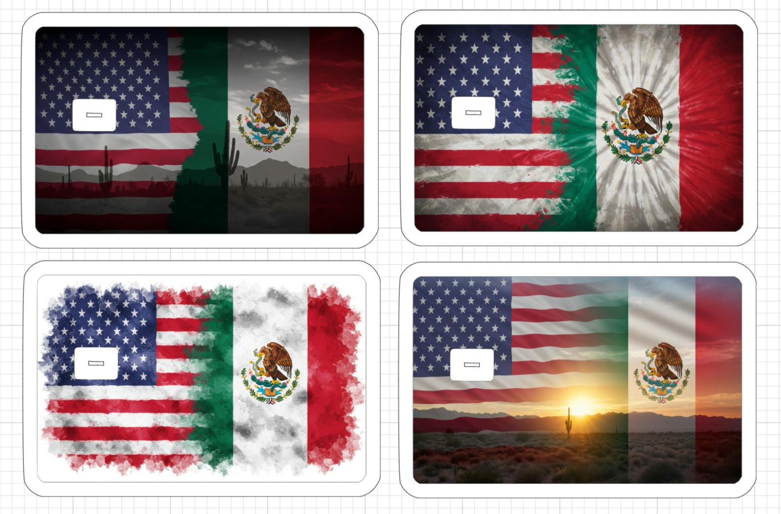 USA Mexico Flag ATM Debit Credit Card Sticker Skin Desert Cactus America Mexican