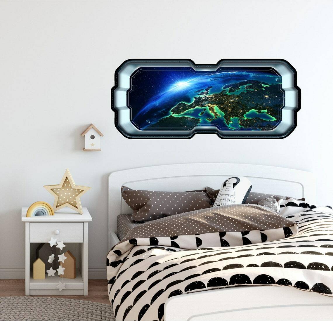 SpaceScape Orbiting Earth 3D Space Ship Window Wall Decal Vinyl Sticker Graphic