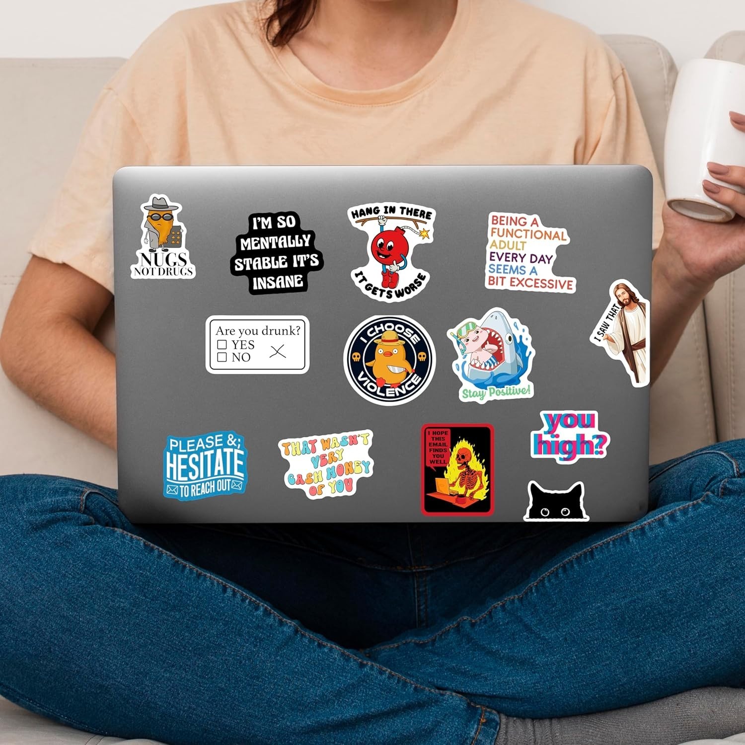 Edgy Humor Sticker Pack – 200 Irregular Vinyl Stickers for Adults – Waterproof