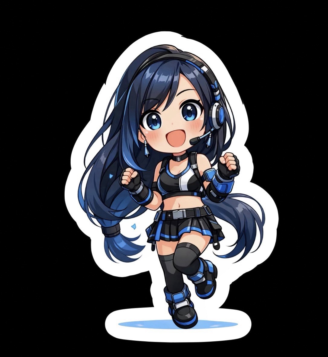Tifa Hartlock, Final Fantasy 7, FF7, FFVII, Glossy Vinyl sticker, Decal, Blue