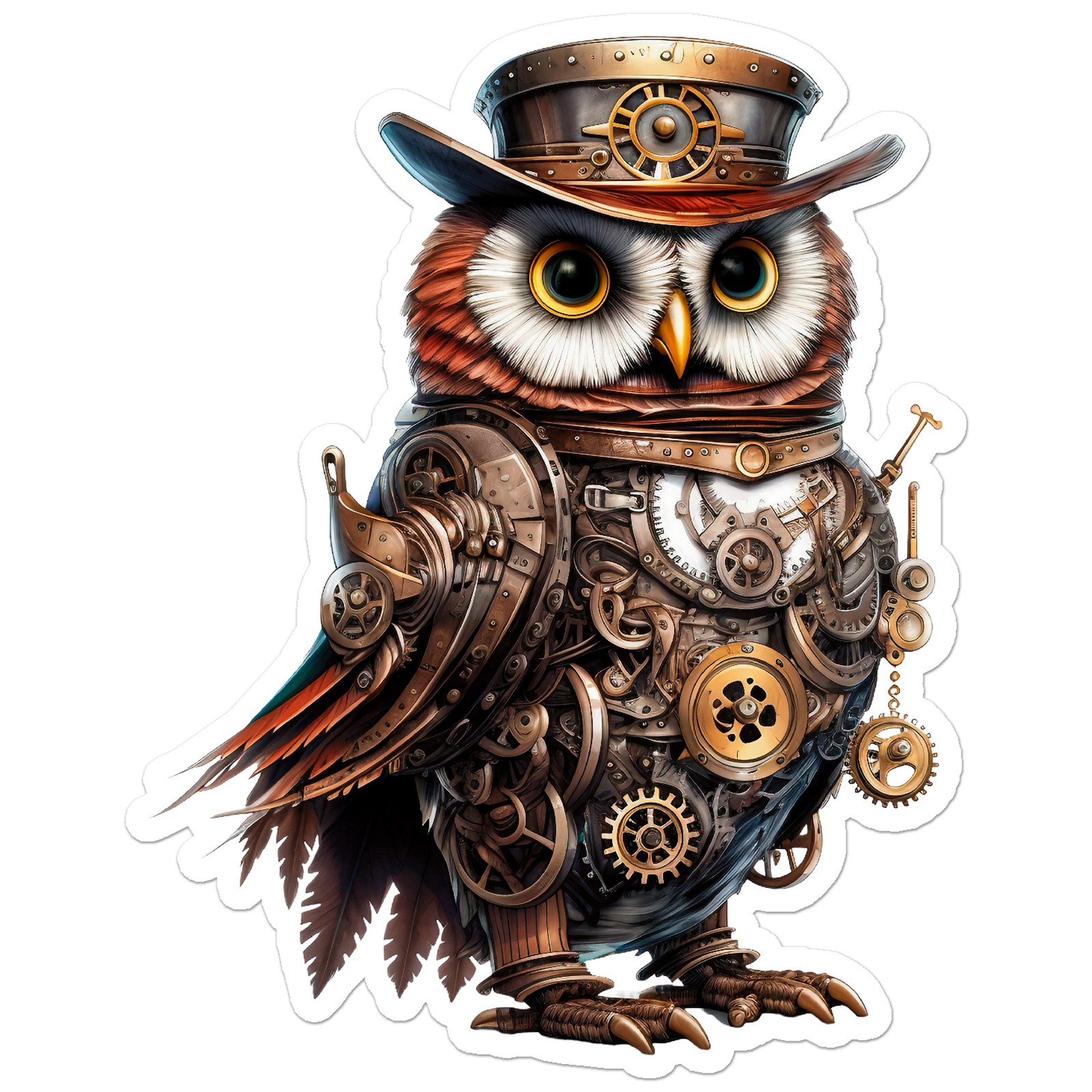 Steampunk Owl Gears – Vinyl Decal Sticker – Car Window Laptop – ebn11914
