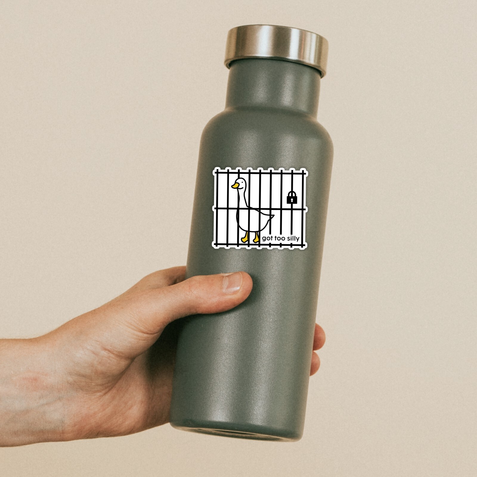 Got Too Silly Goose Sticker Funny Jail Meme Water Bottle Laptop Notebook Sticker