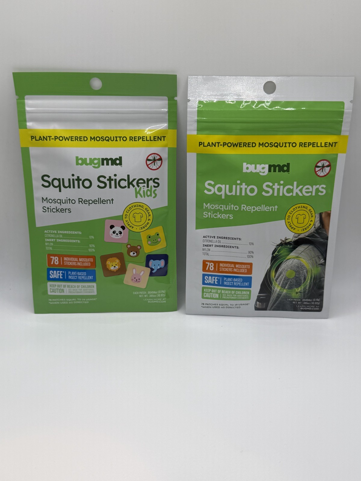 BugMD Plant-Powered Squito Stickers for Kids & Adults – 2 Packs
