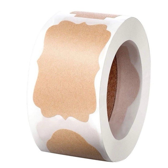 Stickers 500pcs Self-Adhesive Kraft Paper Labels Roll Bakery Home Office NEW
