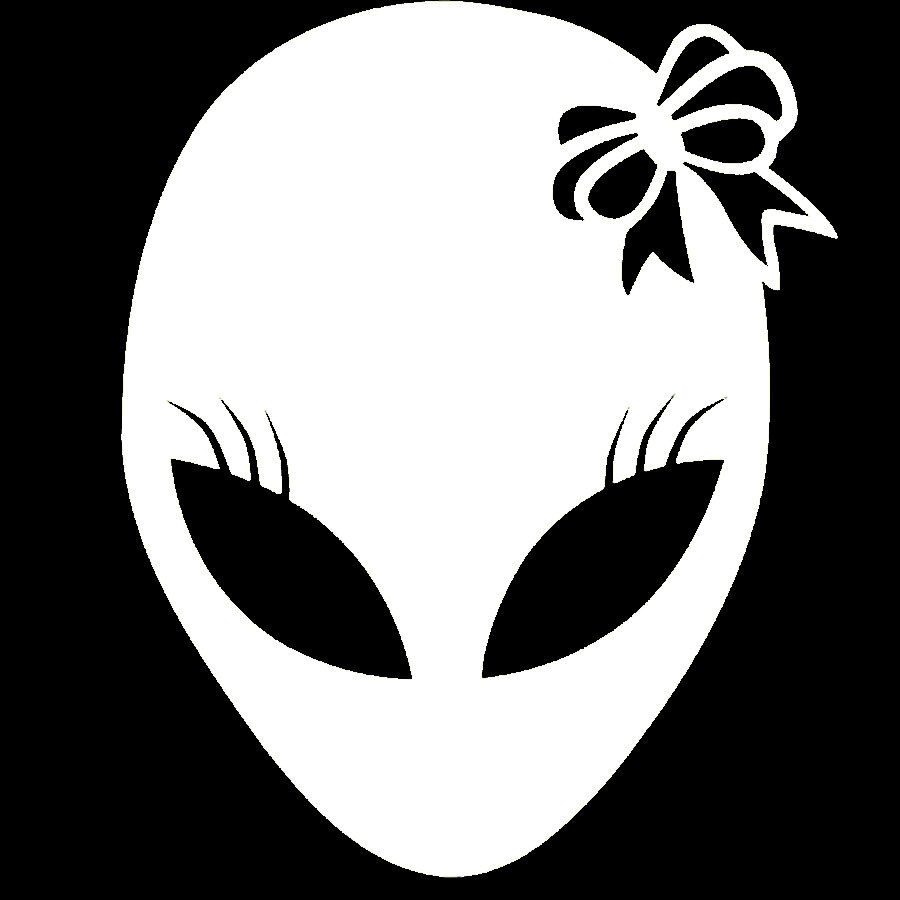 Girl Alien Face Bowtie Vinyl Decal Car Window Laptop Tablet Tumblers Notebook
