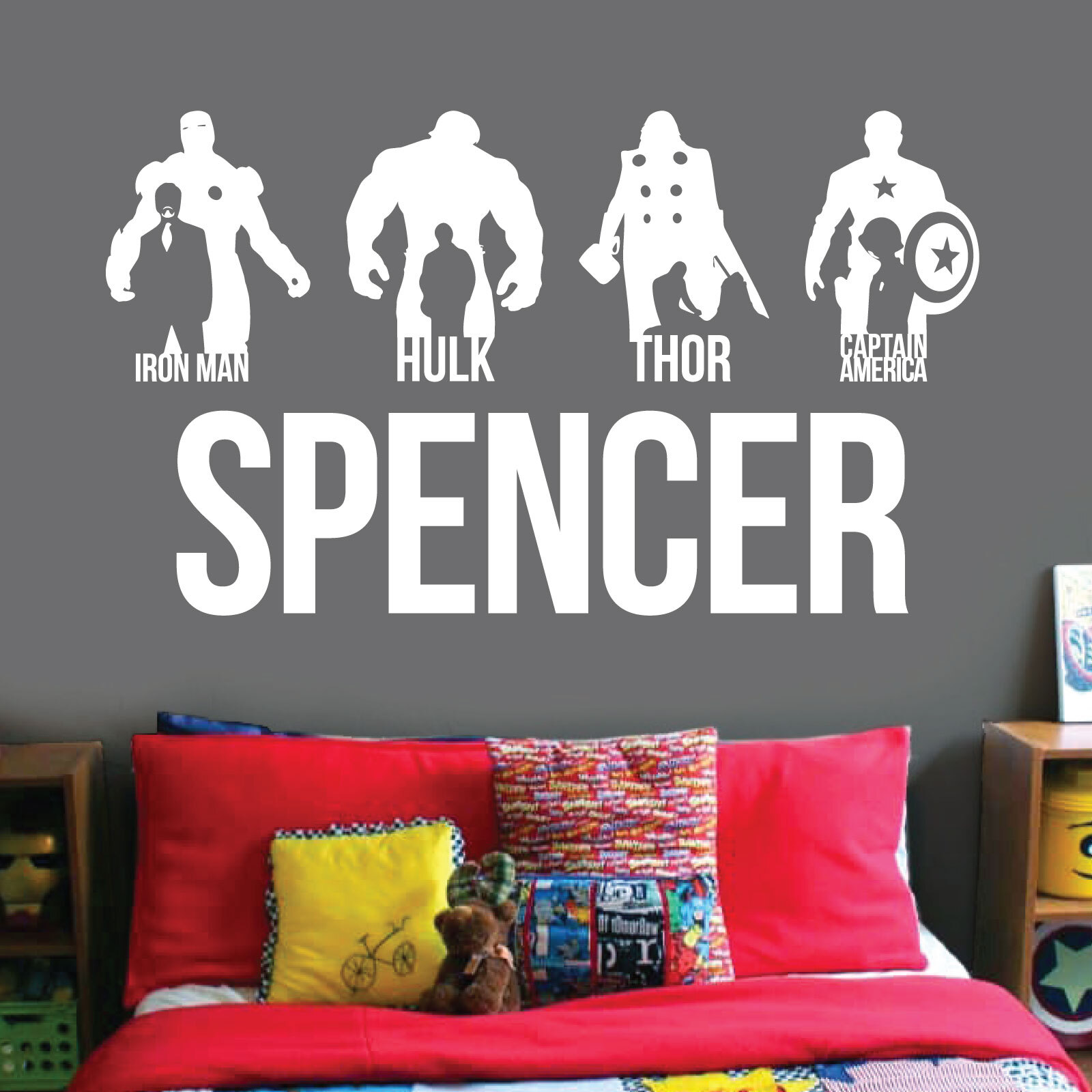Avengers Personalised Name Children Wall Art Sticker – Marvel, Iron Man, Capt…