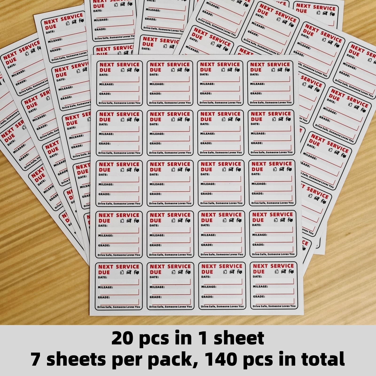 140 PCS Oil Change Stickers Static Cling, 2×2 Inches Clear