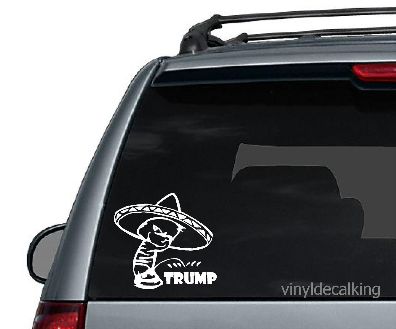 ANTI TRUMP DONALD PISS PEE ON DECAL STICKER Calvin Mexican President pu_to
