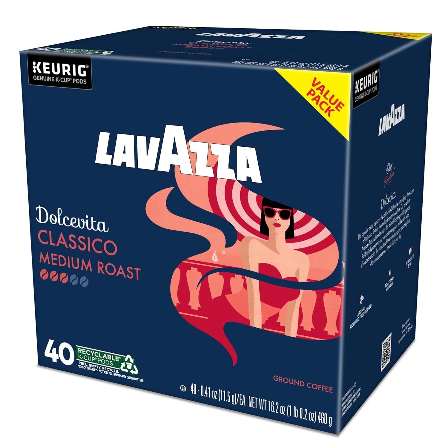 Dolcevita Classico, Single-Serve Keurig K-Cup Pods, Medium Roast Coffee, 40-Coun