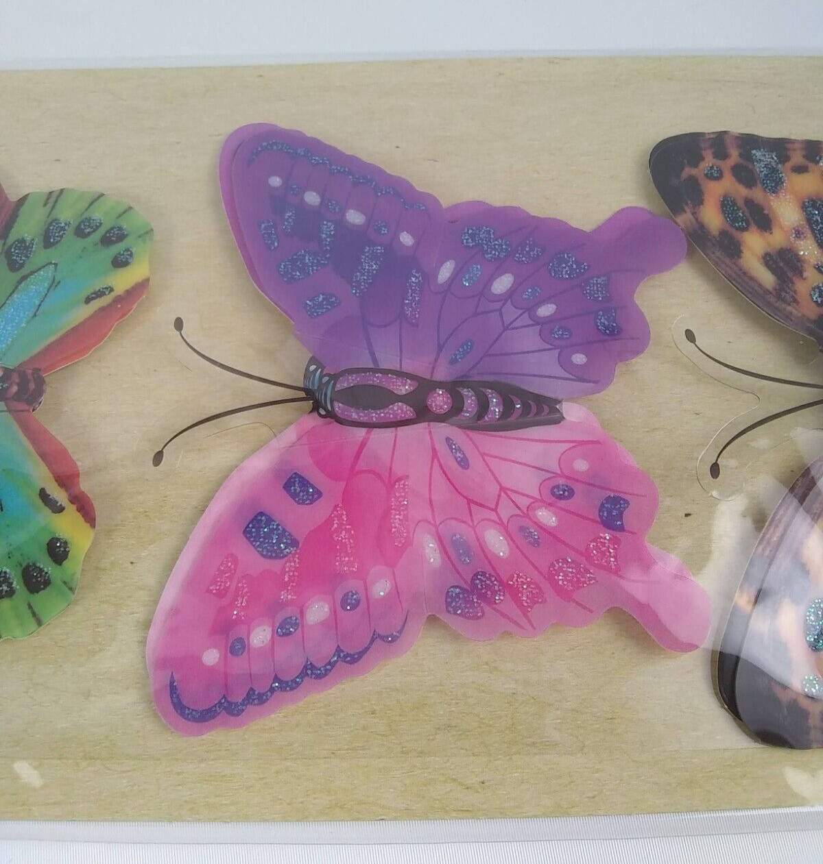 Butterflies Pop-Up Stickers Crafter's Square 4 pc Colorful 3D Butterfly Glitter