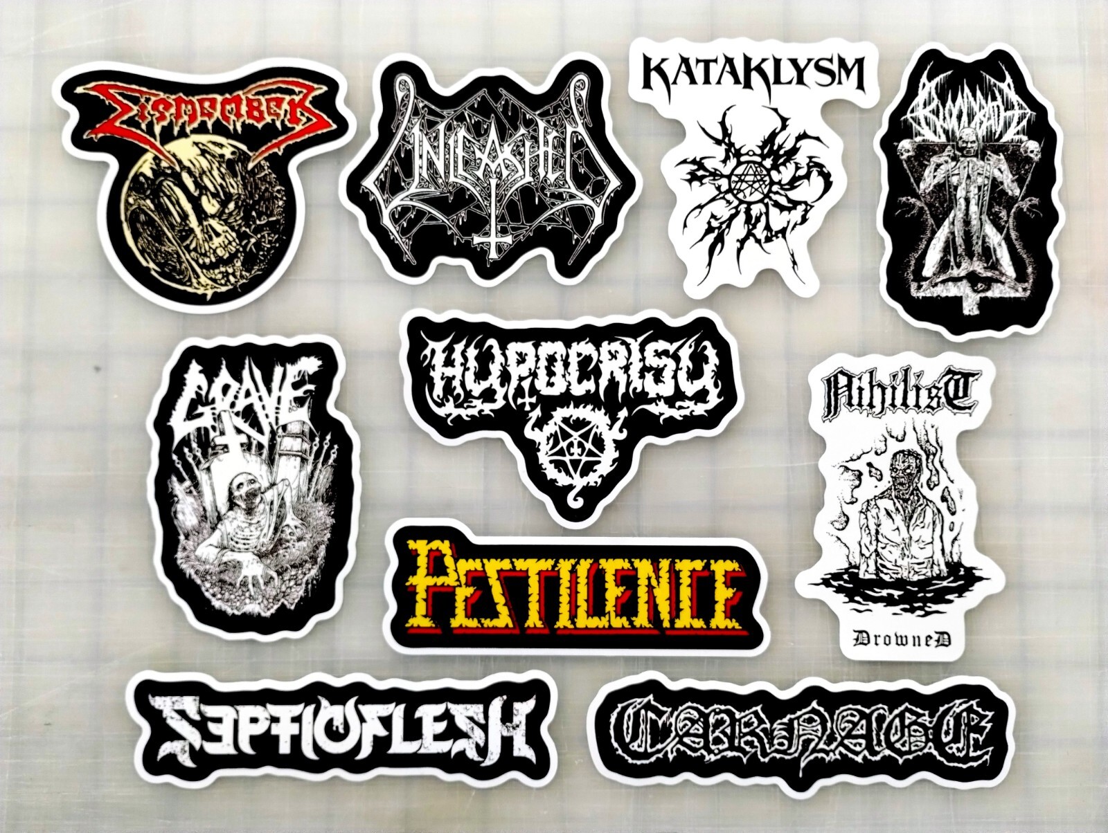 Death Metal Sticker Lot (10 Pack) SET 7 black extreme punk grindcore crust cvlt