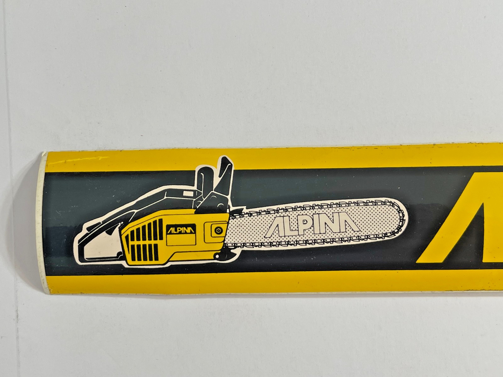 Vintage ALPINA Bumper Sticker Dealer Chainsaw & Logo – (11 1/2in) Glossy