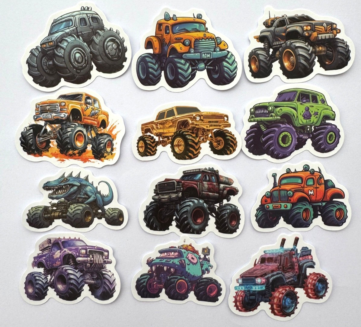 Monster Truck Stickers Off-Road Big Wheel Trucks 7 pcs Random Mix