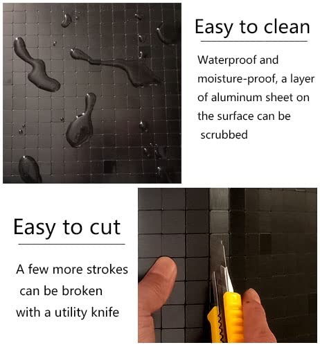 10 Sheets Self-Adhesive Aluminum Mosaic Peel and Stick Metal Tiles 3D Wall St…
