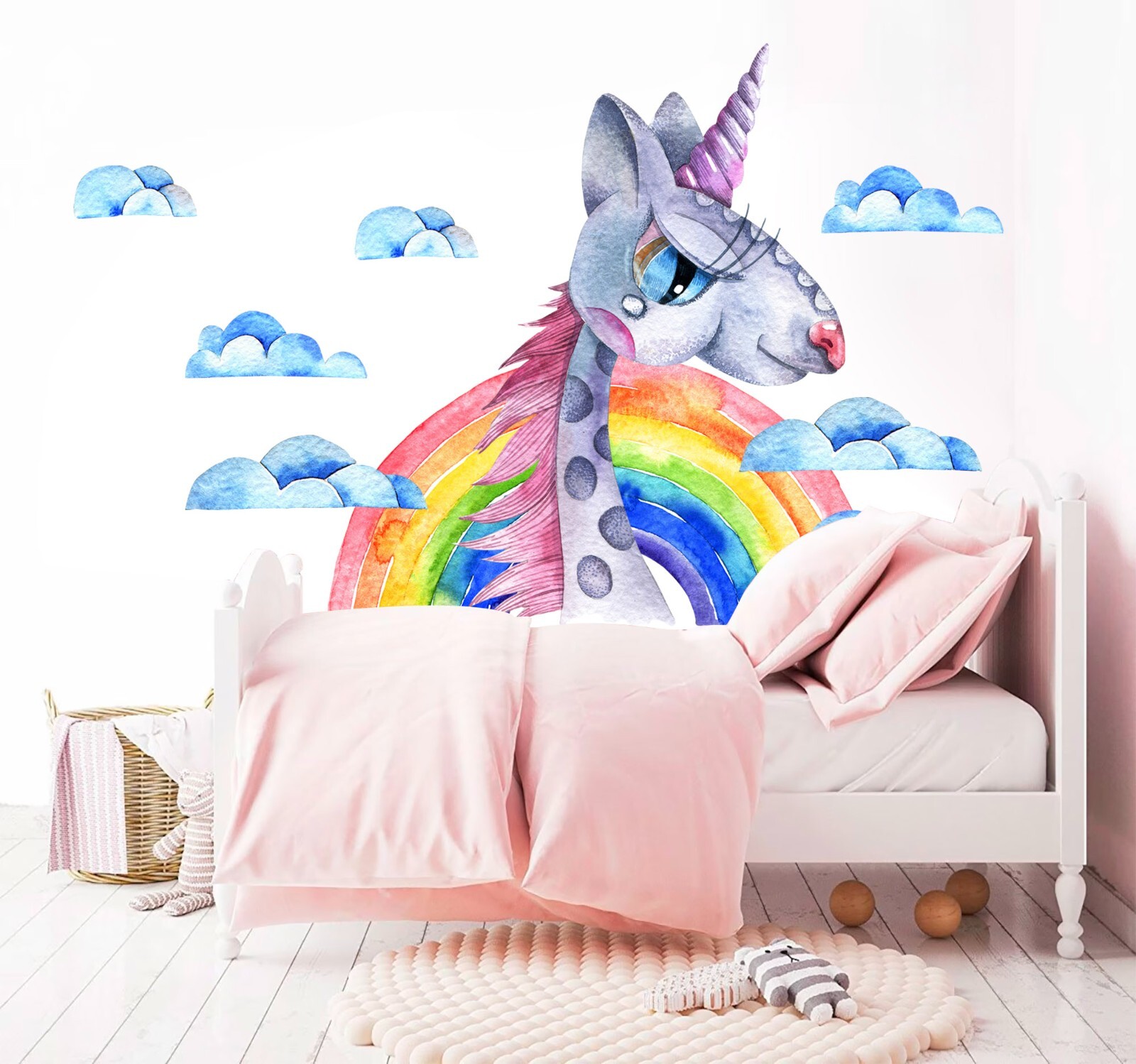Watercolor Dream Rainbow Unicorn Star Kids Nursery Wall decal sticker